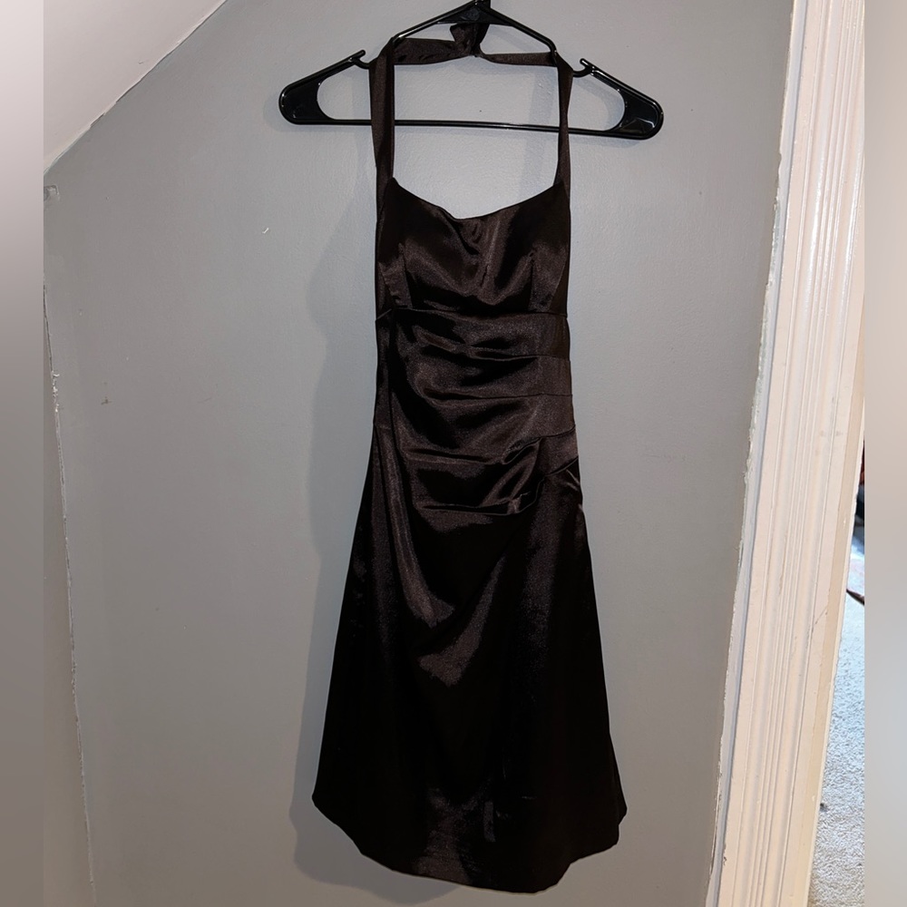 deep brown silky dress
